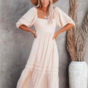 VICI Puff Sleeve Midi Dress